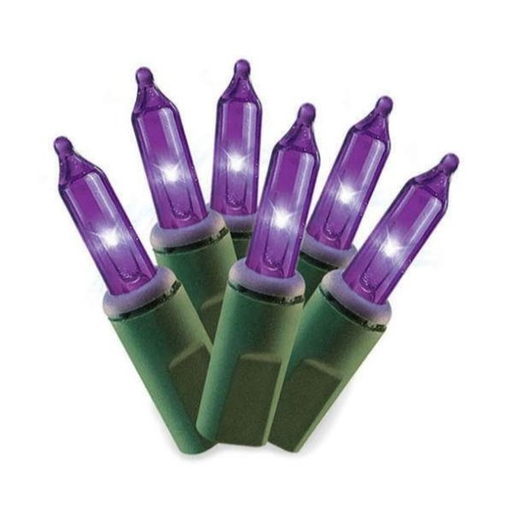 140 Lights Purple String Lights Christmas Mini Light Set Lighted length 28' - Picture 1 of 3